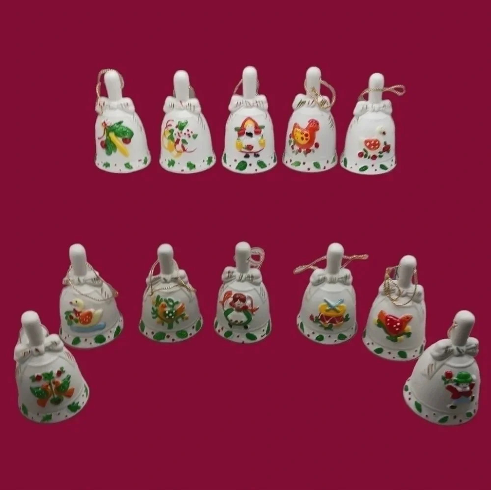 Vtg jc.penney 12 days christmas bell ornaments